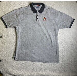 ESPN Zone Las Vegas Shirt Mens 2X Gray Striped Polo Button Vintage Sports TV